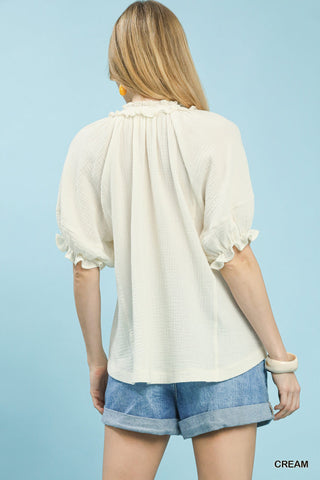 Umgee Cotton Gauze Ruffle Top - Glamourous Grace