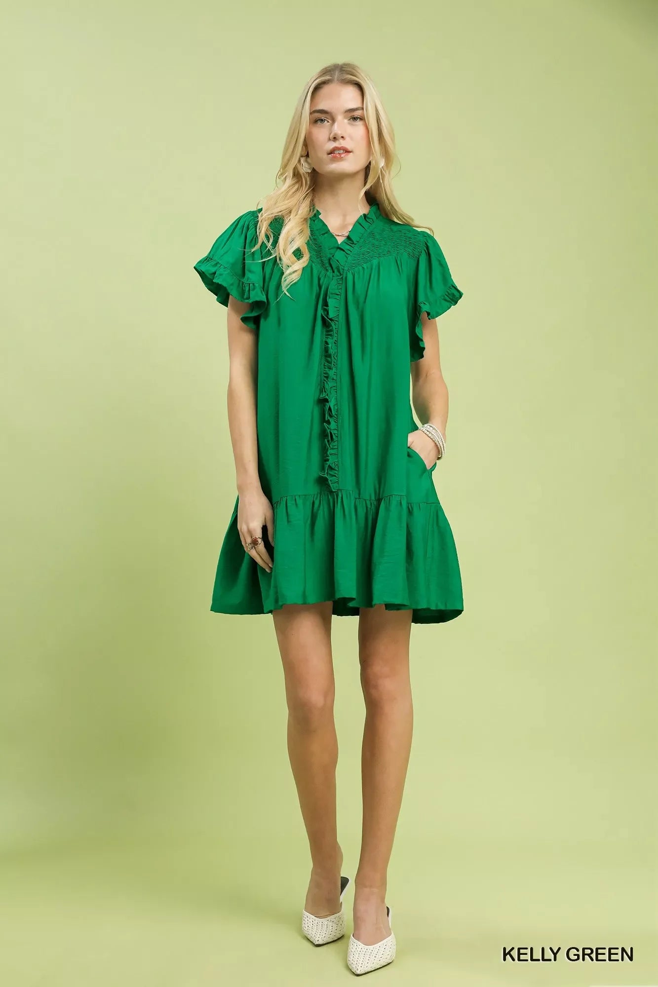 Umgee Smocked Ruffle Babydoll Mini Dress - Glamourous Grace