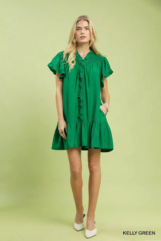 Umgee Smocked Ruffle Babydoll Mini Dress - Glamourous Grace