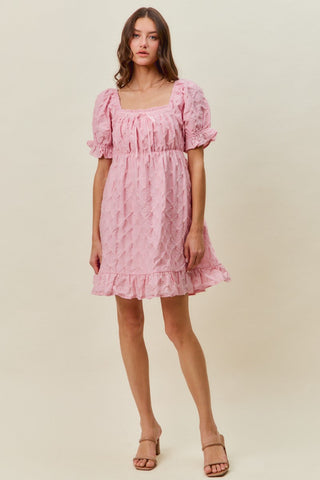 SO ME Texture Woven Ruching On Bust Mini Dress in Pink - Glamourous Grace