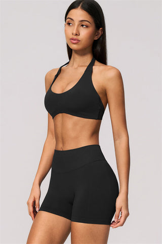 The Velvetine Halter Sports Bra Shorts 2-Piece Set