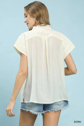Umgee Lace Button-Front Top - Glamourous Grace