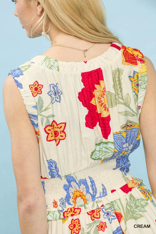 Umgee Floral Smocked Midi Dress - Glamourous Grace