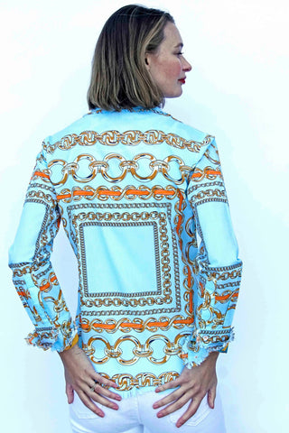 Cape Cod Tunic, Aqua Ground W Orange Links - Glamourous Grace