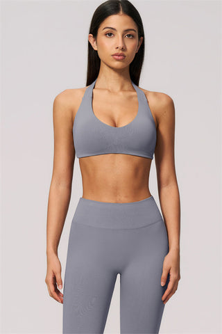 The Velvetine Halter Sports Bra Flared Leggings 2-Piece Set