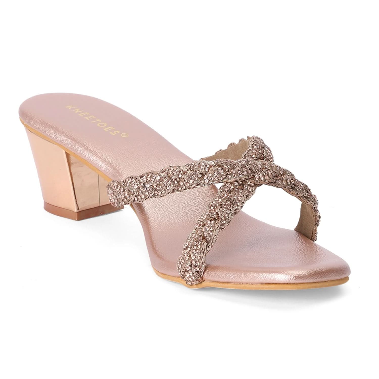 Nora - Rose Gold Block Heels - Glamourous Grace