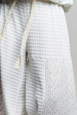 POL Patchwork Mixed Knit Wide Leg Pants - Glamourous Grace