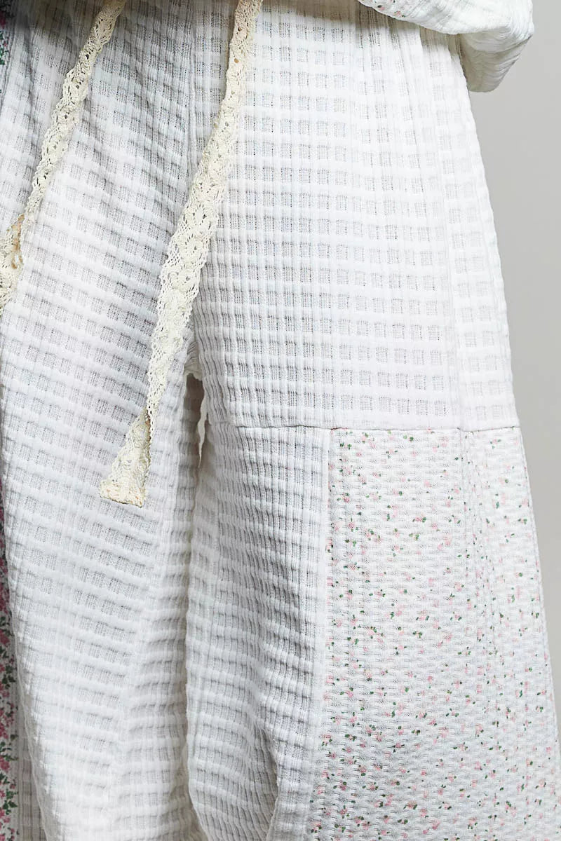 POL Patchwork Mixed Knit Wide Leg Pants - Glamourous Grace