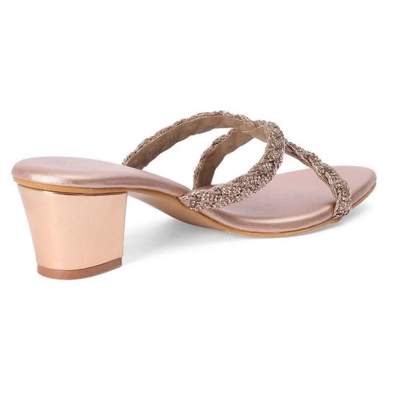 Nora - Rose Gold Block Heels - Glamourous Grace