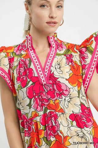 Umgee Mix Bold Floral Tiered Midi Dress - Glamourous Grace