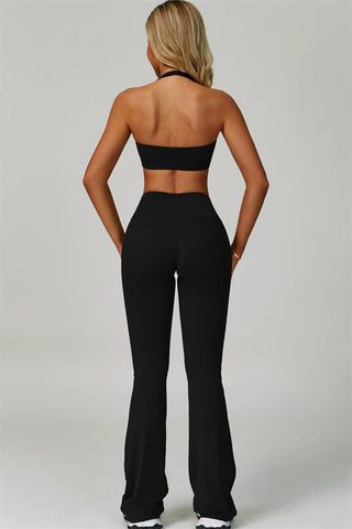 The Bold Halter Sports Bra Flared Leggings 2-Piece Set