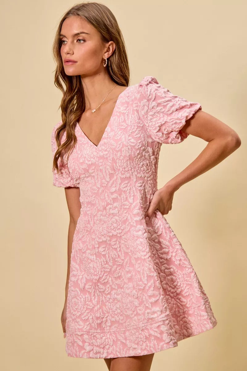 SO ME Floral Jacquard Fit And Flare Daily Mini Dress (M) - Glamourous Grace