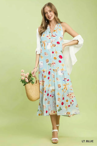 Umgee Abstract Print Tiered Halter Midi Dress - Glamourous Grace