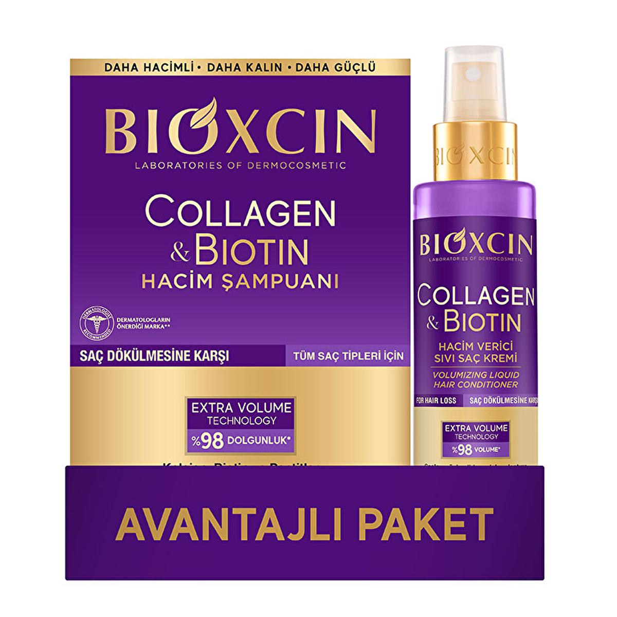 Bioxcin Collagen Biotin Shampoo & Leave-In Conditioner Set: Volumize, Strengthen & Prevent Hair Loss - Thickening Shampoo for Thin Hair - Glamourous Grace