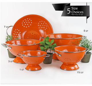 Powder Coated Colanders, Various Sizes, Orange