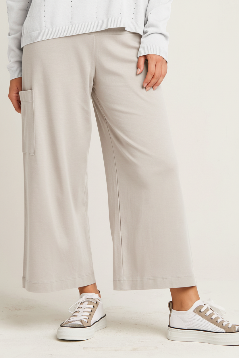 Pima Cotton Cropped Gaucho Pants - Putty - Glamourous Grace