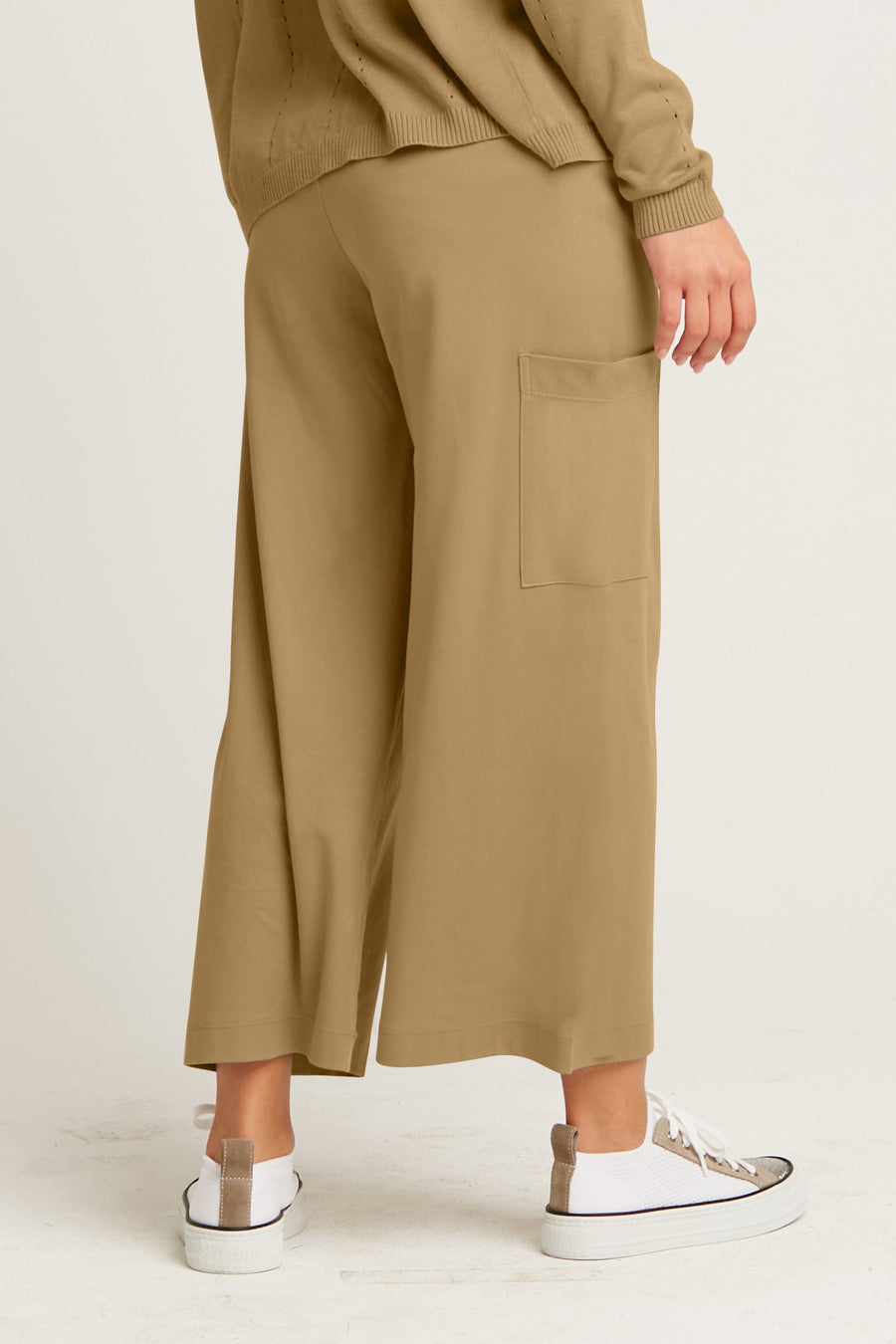 Pima Cotton Cropped Gaucho Pants - Walnut - Glamourous Grace