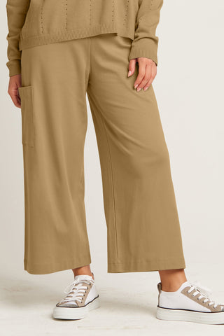 Pima Cotton Cropped Gaucho Pants - Walnut