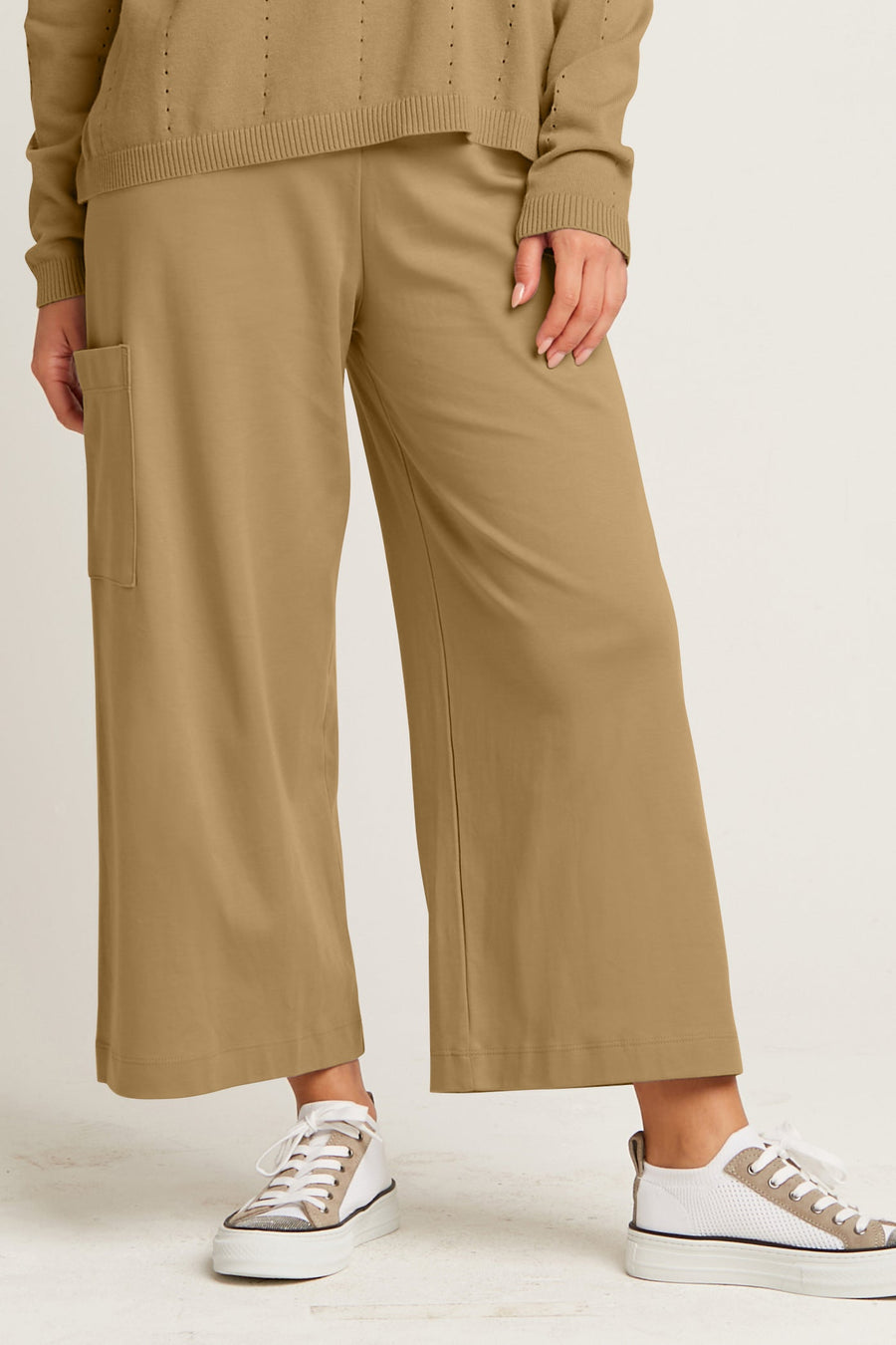Pima Cotton Cropped Gaucho Pants - Walnut - Glamourous Grace