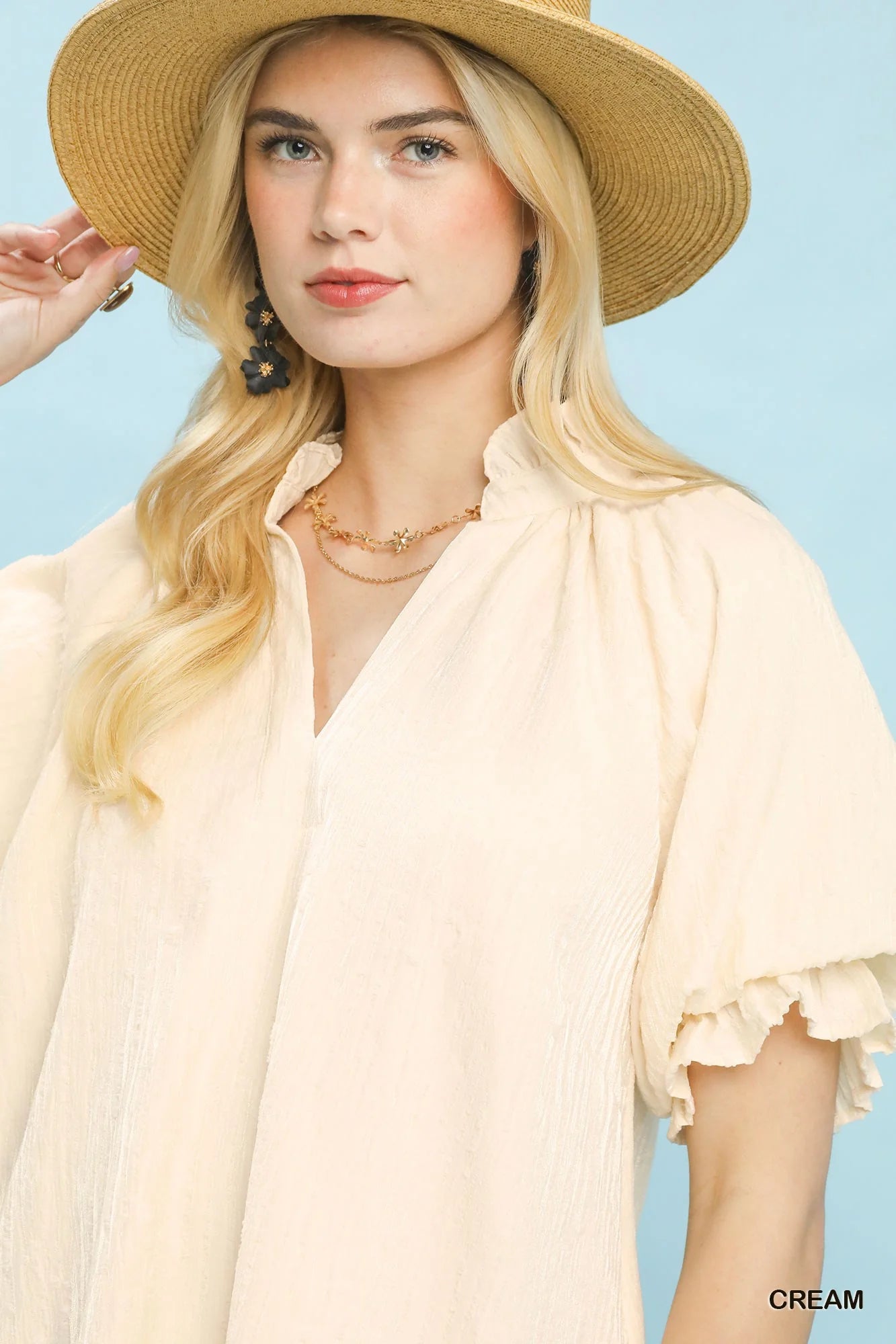 Umgee Linen Blend Ruffle Dress in Cream - Glamourous Grace