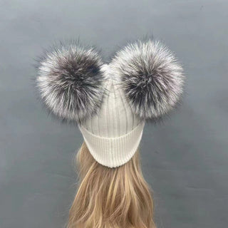 Two Fur Poms Hat Adult | Kids