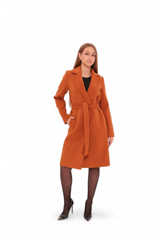 Windsor Classic Wraparound Cashmere Blend Overcoat in Cinnamon