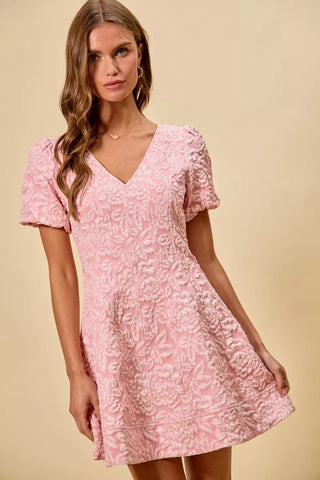 SO ME Floral Jacquard Fit And Flare Daily Mini Dress (M) - Glamourous Grace