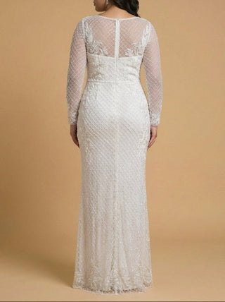 High Neck, Long Sleeve Beaded Wedding Gown | Lara 51004 - Glamourous Grace