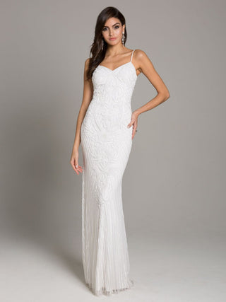 Lara Brooke Beaded Spaghetti Strap Sheath Gown - Glamourous Grace