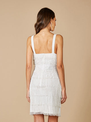 Lara Dakota Beaded Fringe Short Wedding Dress - Glamourous Grace