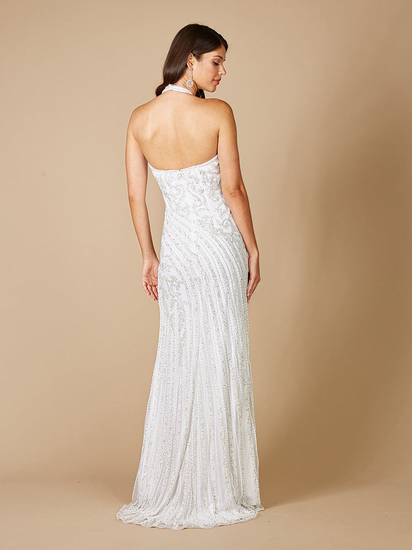 Lara Dawson Beaded Wedding Dress with Halter Neck - Glamourous Grace