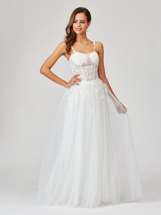 Lara New York Lara 51042 sheer lace bridal ballgown dress with a fitted bodice and flowing skirt, elegant and romantic wedding gown