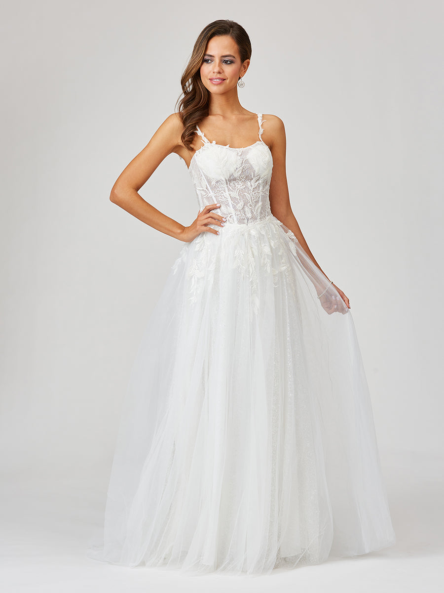 Lara 51042 - Sheer Bodice Lace Bridal Ballgown OUTLET - Glamourous Grace