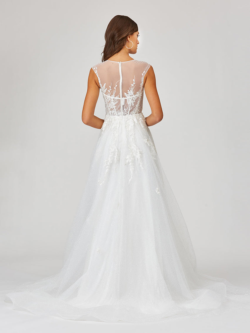 Sheer Bodice Lace Bridal Gown OUTLET - Glamourous Grace