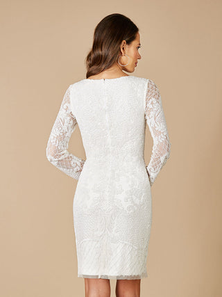 Lara Carla Long Sleeve Beaded Lace Mini Dress - Glamourous Grace