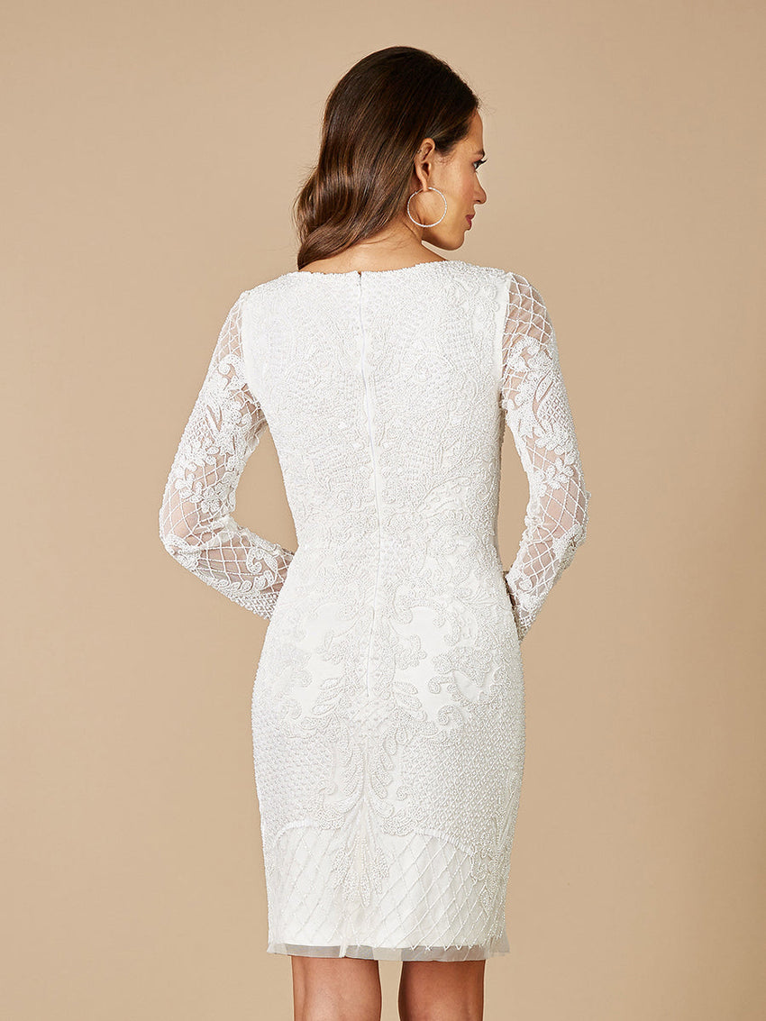 Lara Carla Long Sleeve Beaded Lace Mini Dress - Glamourous Grace