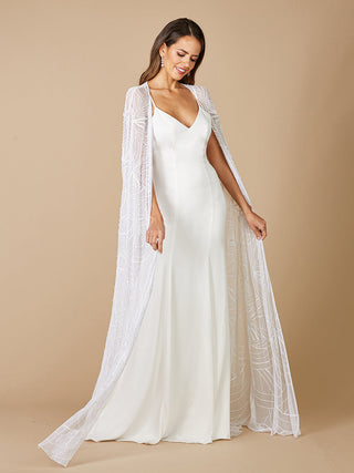 Lara Gracie Full Length Beaded Tulle Cape - Glamourous Grace