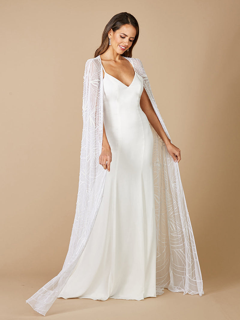 Lara Gracie Full Length Beaded Tulle Cape - Glamourous Grace