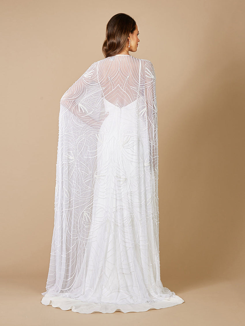 Lara Gracie Full Length Beaded Tulle Cape - Glamourous Grace