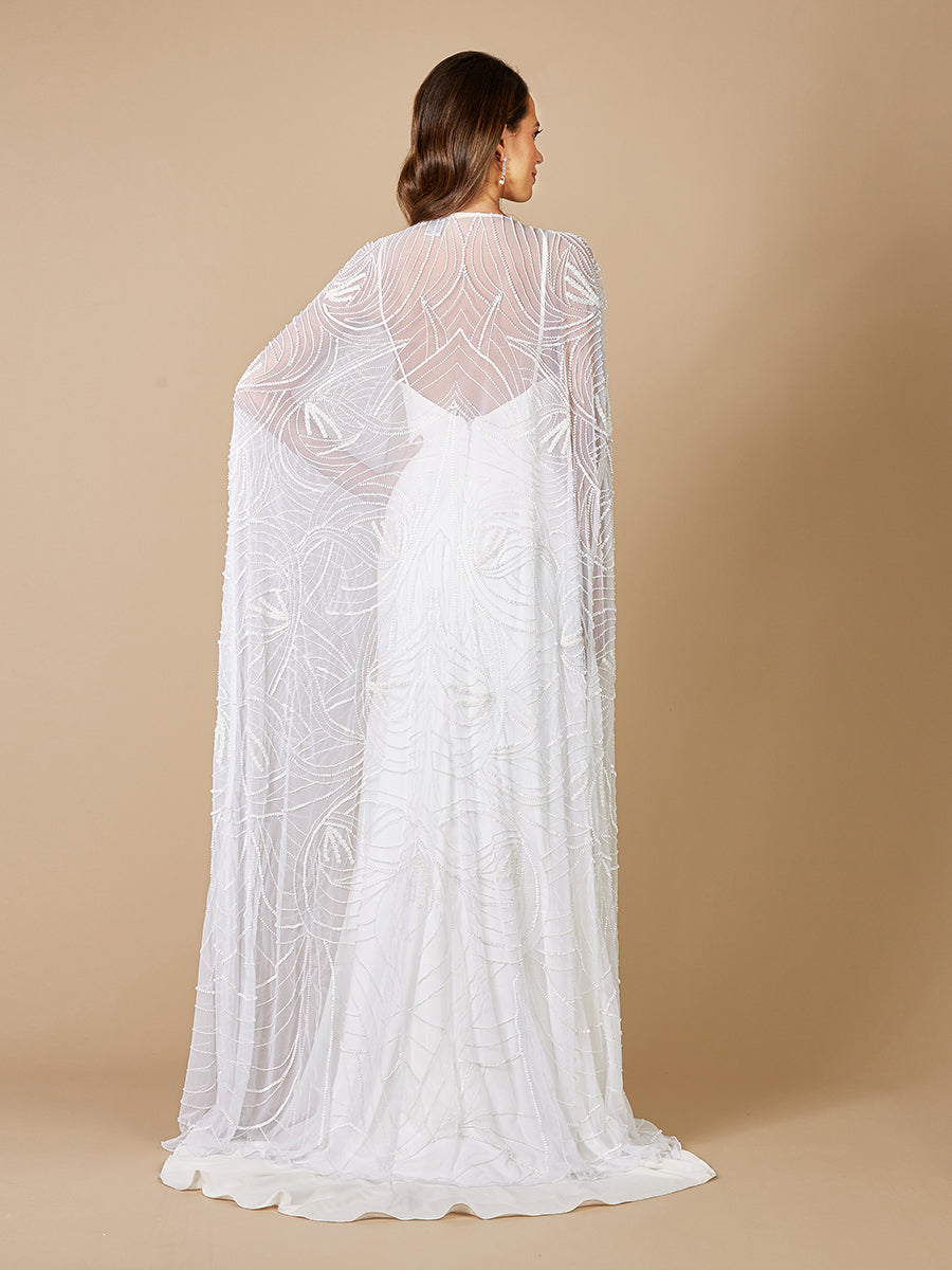 Lara Gracie Full Length Beaded Tulle Cape - Glamourous Grace