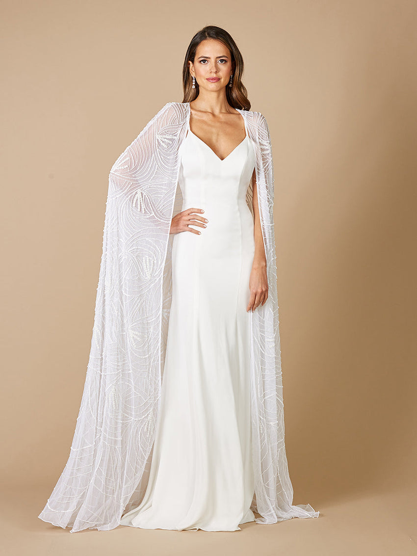 Lara Gracie Full Length Beaded Tulle Cape - Glamourous Grace