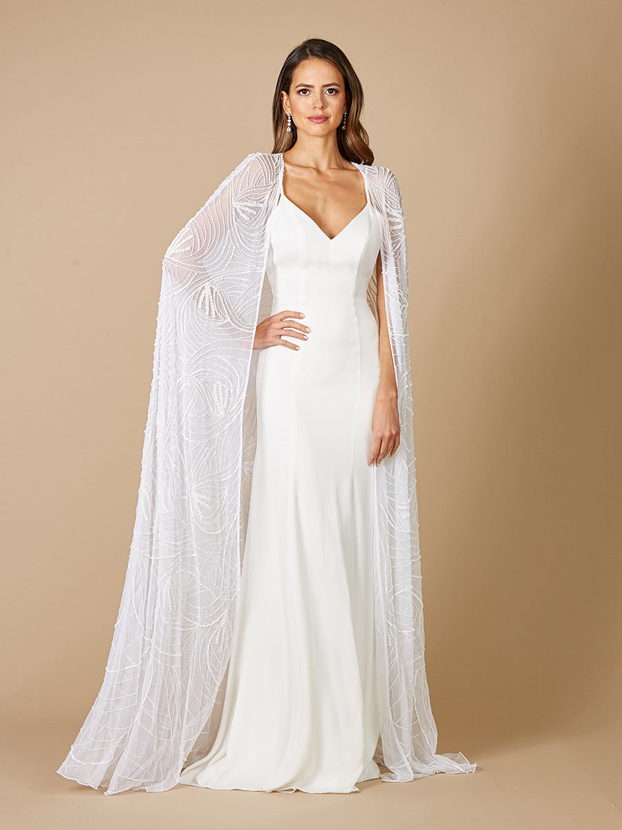 Lara Gracie Full Length Beaded Tulle Cape - Glamourous Grace