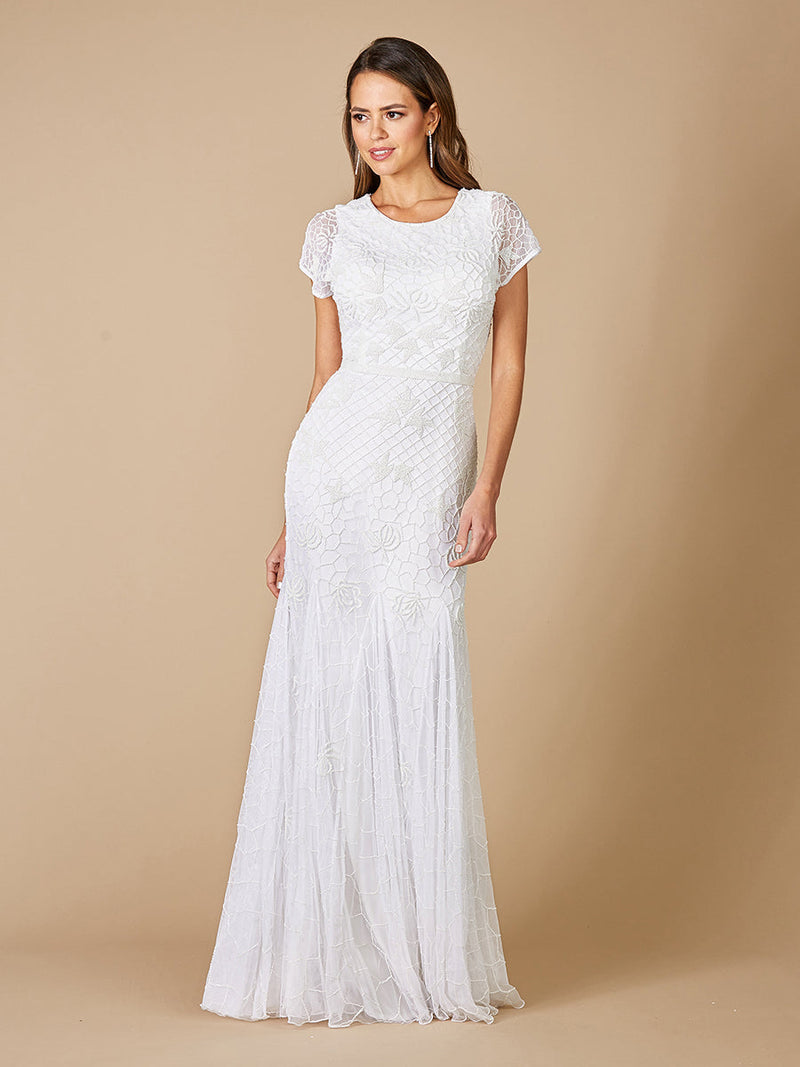 Lara Gale High-Neck Beaded Wedding Dress - Glamourous Grace