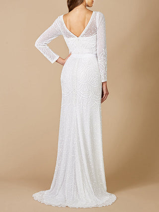 Lara Grant Long Sleeve Beaded Wedding Dress - Glamourous Grace
