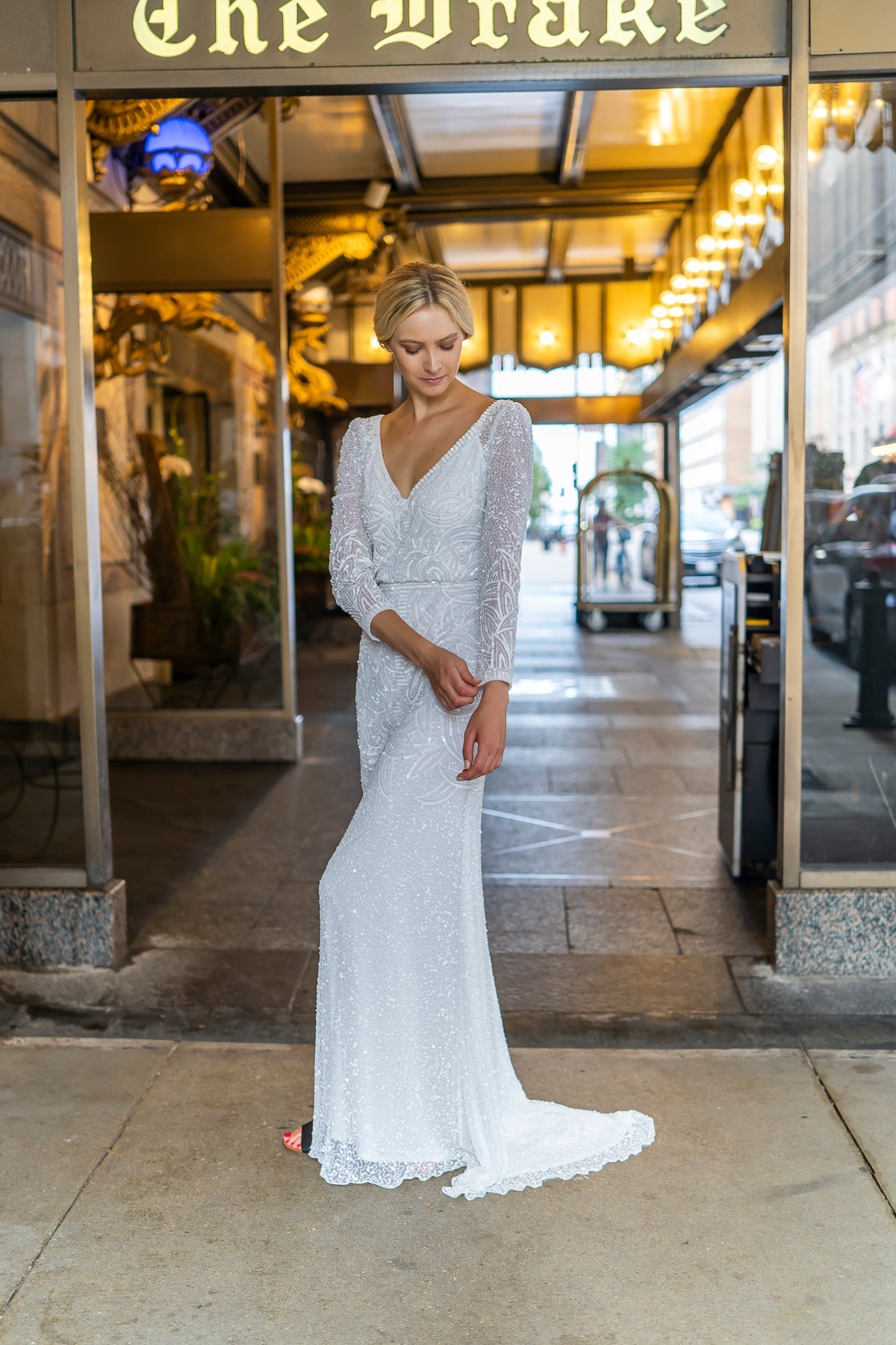 Lara Grant Long Sleeve Beaded Wedding Dress - Glamourous Grace