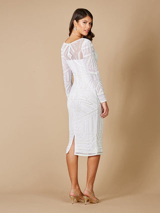 Lara Gloria Long Sleeve Beaded Midi Dress - Glamourous Grace