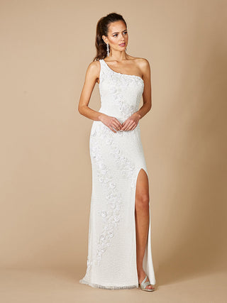 Lara Fleur One Shoulder Floral Beaded Wedding Gown | 51081 - Glamourous Grace