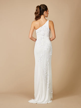 Lara Fleur One Shoulder Floral Beaded Wedding Gown | 51081 - Glamourous Grace