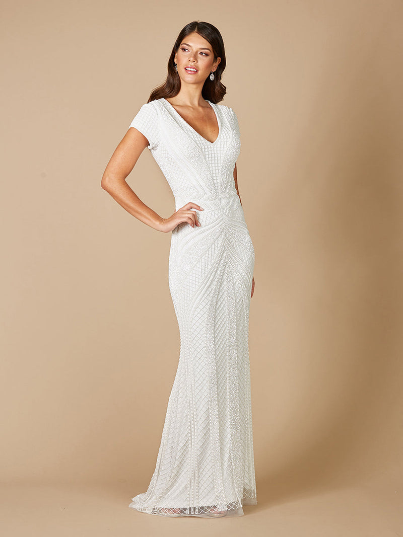 Lara Flavia Fitted Beaded Wedding Gown - Glamourous Grace