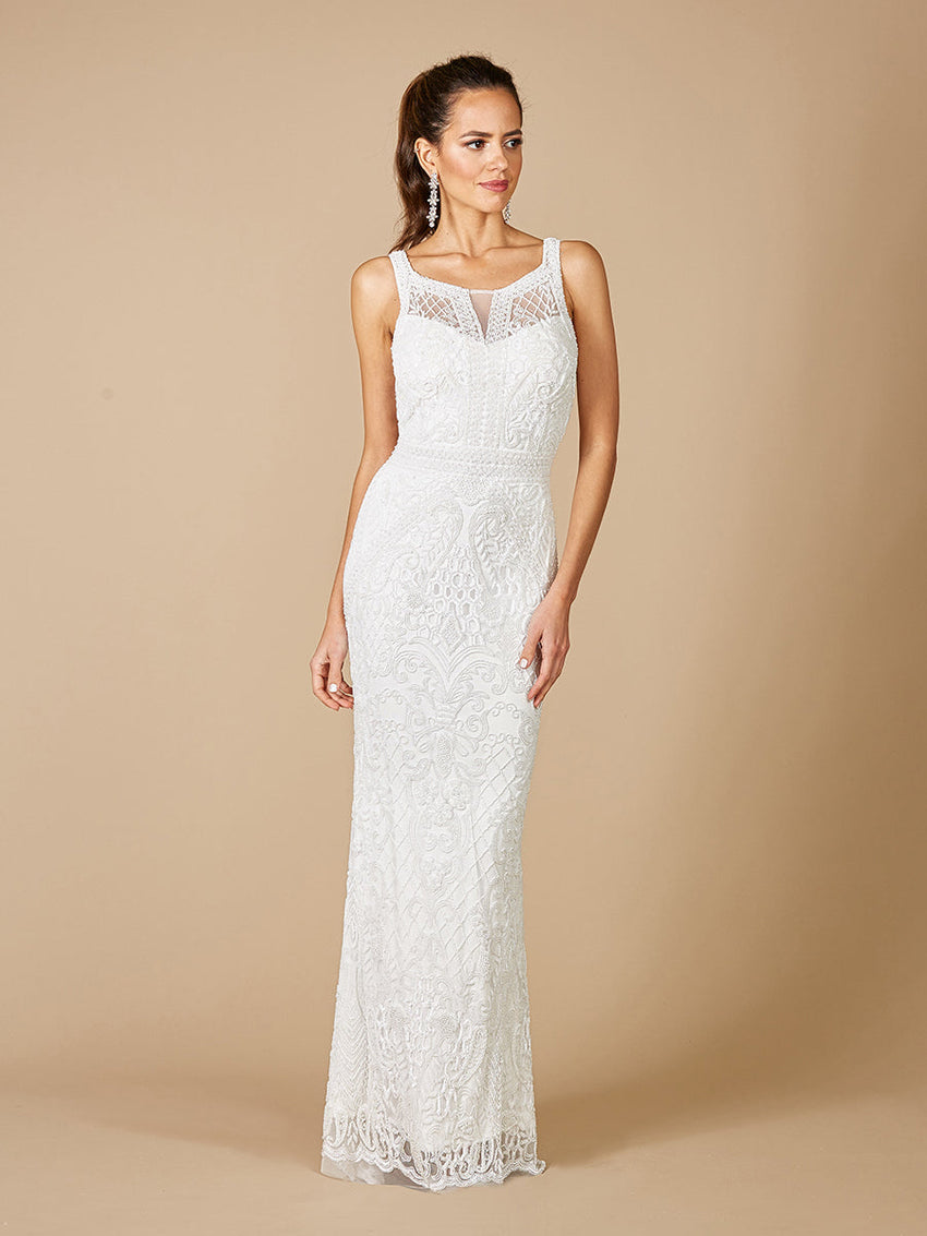 Lara Foster High-Neck Sleeveless Wedding Gown - Glamourous Grace
